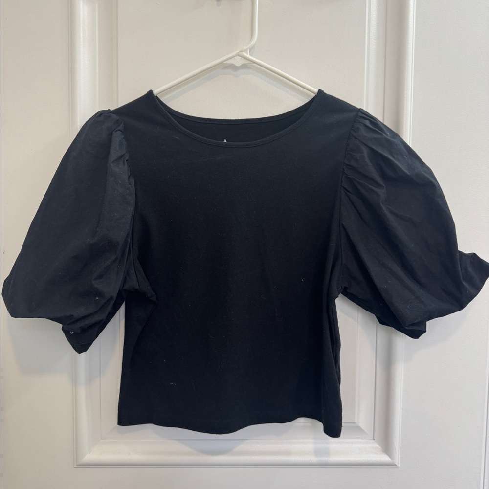 a new day Black Puff Sleeve Blouse
